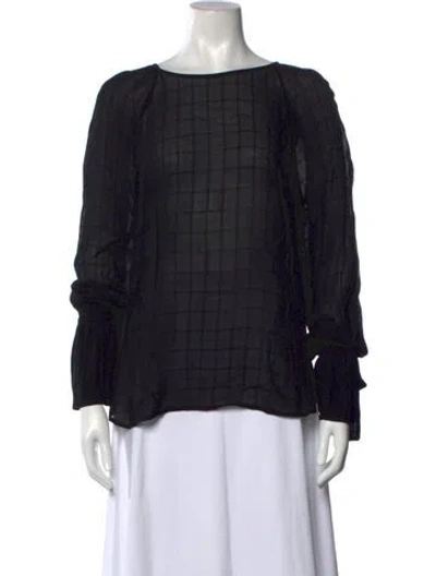Pre-owned Frame Striped Crew Neck Blouse In Black