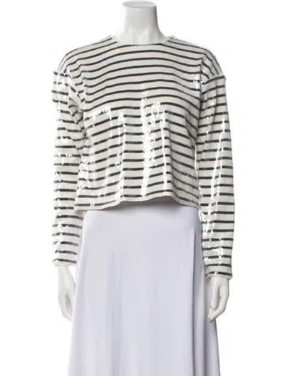 Pre-owned Frame Striped Crew Neck Crop Top In Multi