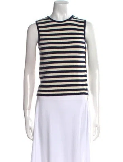 Pre-owned Frame Striped Crew Neck Crop Top In Multi