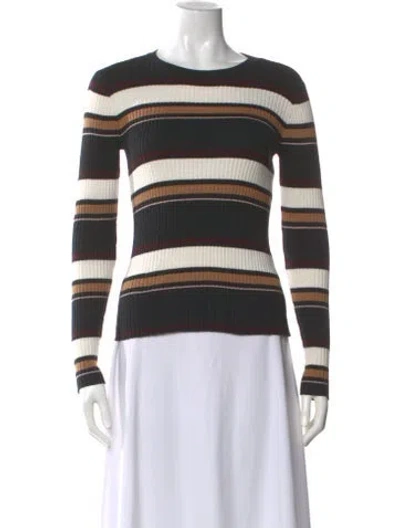 Pre-owned Frame Striped Crew Neck Sweater In Black