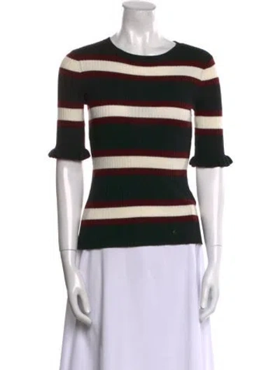 Pre-owned Frame Striped Crew Neck Sweater In Black
