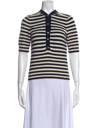 Pre-owned Frame Striped Crew Neck Sweater In Black