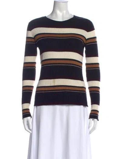 Pre-owned Frame Striped Crew Neck Sweater In Black
