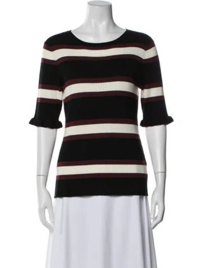 Pre-owned Frame Striped Crew Neck Sweater In Black