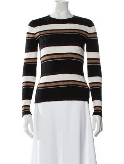 Pre-owned Frame Striped Crew Neck Sweater In Black