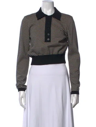Pre-owned Frame Striped Crew Neck Sweater In Black