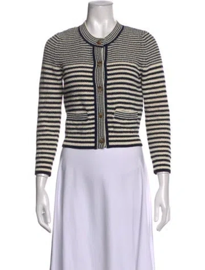Pre-owned Frame Striped Crew Neck Sweater In Black
