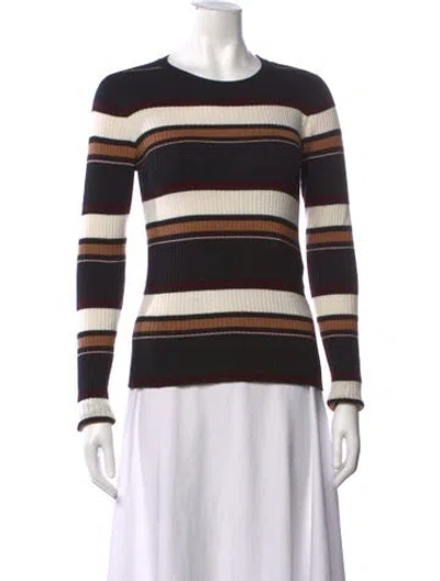 Pre-owned Frame Striped Crew Neck Sweater In Black
