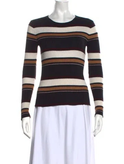 Pre-owned Frame Striped Crew Neck Sweater In Black