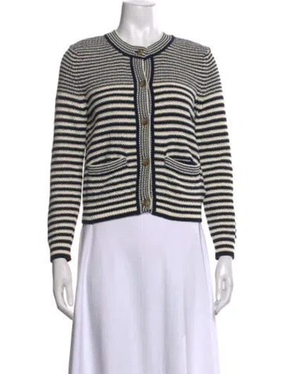 Pre-owned Frame Striped Crew Neck Sweater In Black