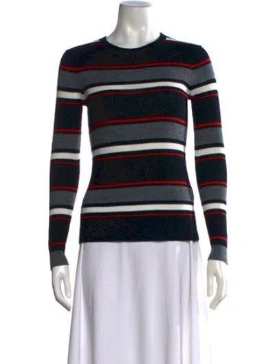 Pre-owned Frame Striped Crew Neck Sweater In Black/grey