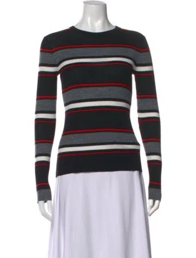 Pre-owned Frame Striped Crew Neck Sweater In Black/grey/red