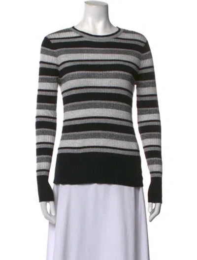 Pre-owned Frame Striped Crew Neck Sweater In Black/silver
