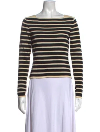 Pre-owned Frame Striped Crew Neck Sweater In Black/white