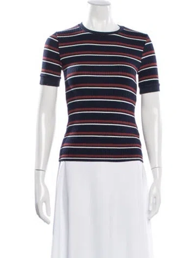 Pre-owned Frame Striped Crew Neck Sweater In Blue/red/white