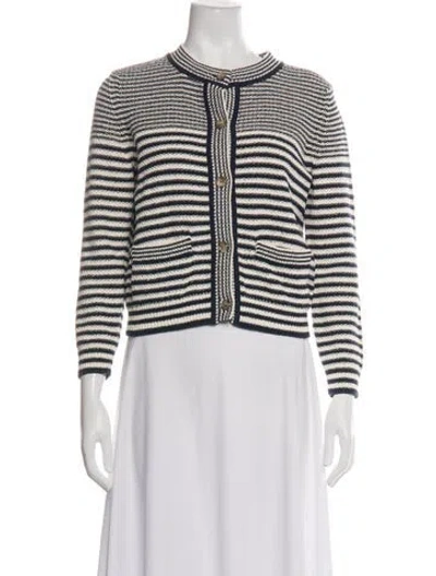 Pre-owned Frame Striped Crew Neck Sweater In Blue/white