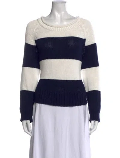 Pre-owned Frame Striped Crew Neck Sweater In Blue/white