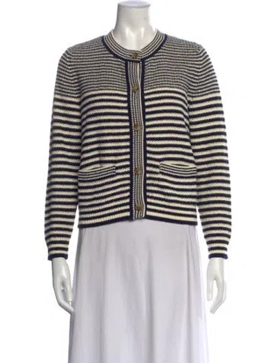 Pre-owned Frame Striped Crew Neck Sweater In Blue/white