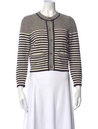 Pre-owned Frame Striped Crew Neck Sweater In Blue/white