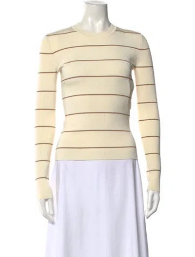 Pre-owned Frame Striped Crew Neck Sweater In Brown