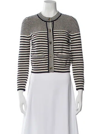Pre-owned Frame Striped Crew Neck Sweater In Gray