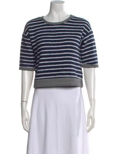 Pre-owned Frame Striped Crew Neck Sweater In Gray