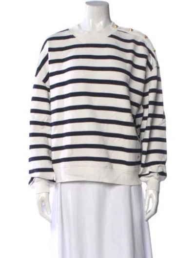 Pre-owned Frame Striped Crew Neck Sweater In Neutral