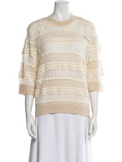 Pre-owned Frame Striped Crew Neck Sweater In Neutral