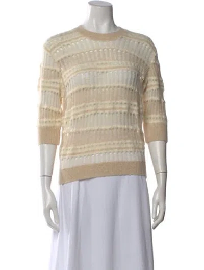 Pre-owned Frame Striped Crew Neck Sweater In Neutral