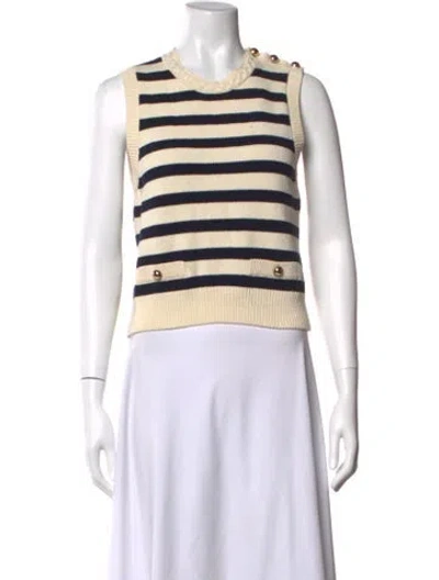 Pre-owned Frame Striped Crew Neck Sweater In Neutrals