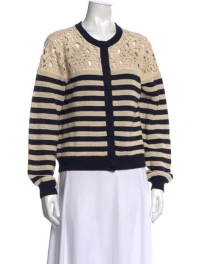 Pre-owned Frame Striped Crew Neck Sweater In Neutrals