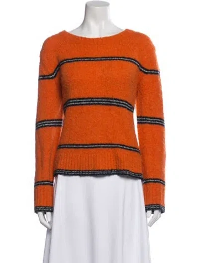 Pre-owned Frame Striped Crew Neck Sweater In Orange