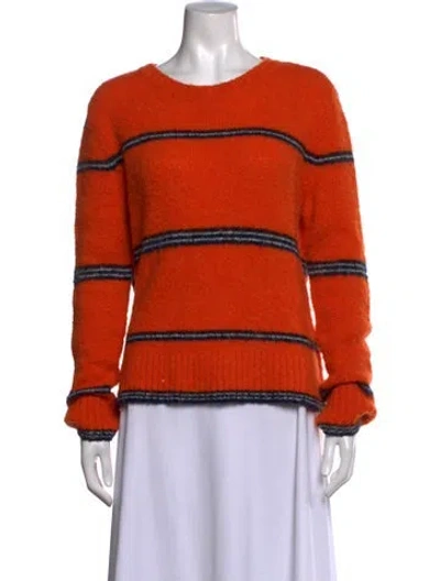 Pre-owned Frame Striped Crew Neck Sweater In Orange