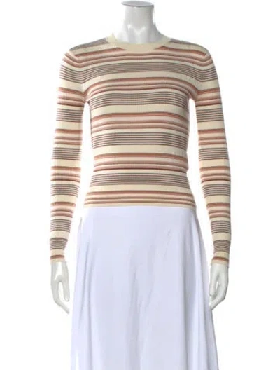 Pre-owned Frame Striped Crew Neck Sweater In Pink