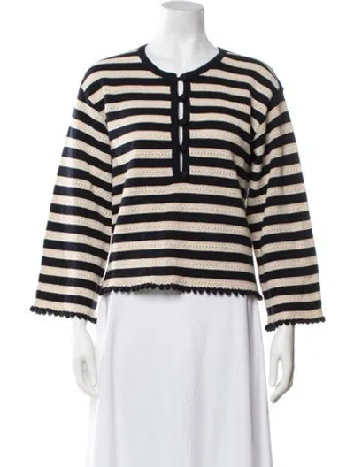 Pre-owned Frame Striped Crew Neck Sweater W/ Tags In Blue