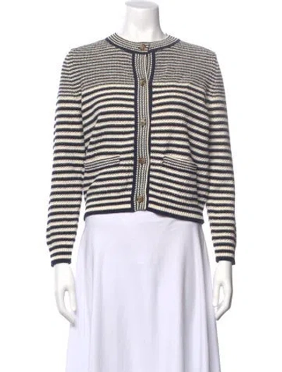Pre-owned Frame Striped Crew Neck Sweater W/ Tags In Gray
