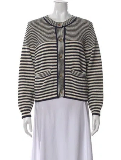 Pre-owned Frame Striped Crew Neck Sweater W/ Tags In White