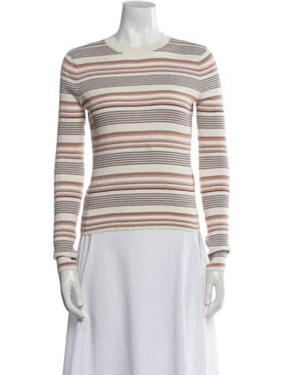 Pre-owned Frame Striped Crew Neck Sweater In White