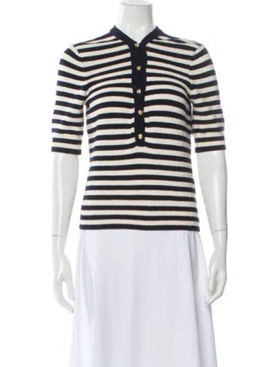 Pre-owned Frame Striped Crew Neck Sweater In White