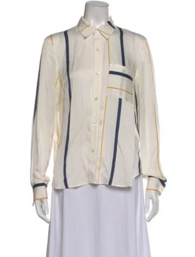 Pre-owned Frame Striped Crew Neck Sweater In White