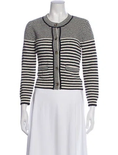 Pre-owned Frame Striped Crew Neck Sweater In White