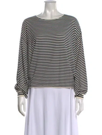 Pre-owned Frame Striped Crew Neck Sweater In White