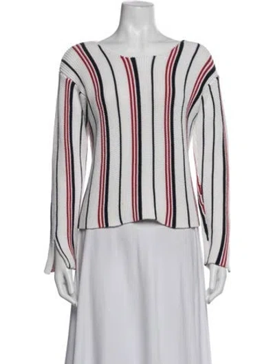 Pre-owned Frame Striped Crew Neck Sweater In White