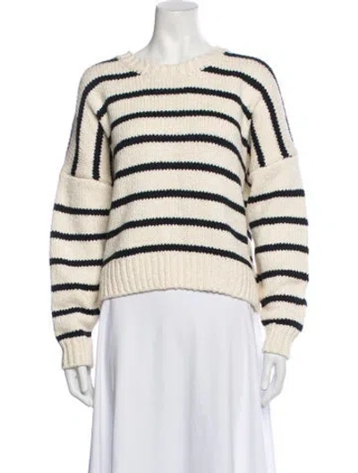 Pre-owned Frame Striped Crew Neck Sweater In White