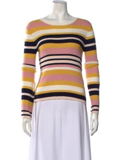 Pre-owned Frame Striped Crew Neck Sweater In Yellow