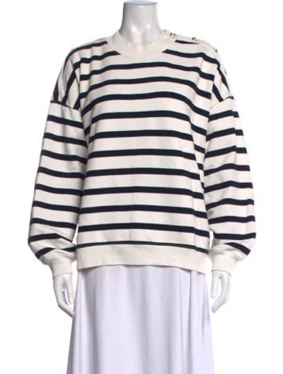 Pre-owned Frame Striped Crew Neck Sweatshirt In Black/white