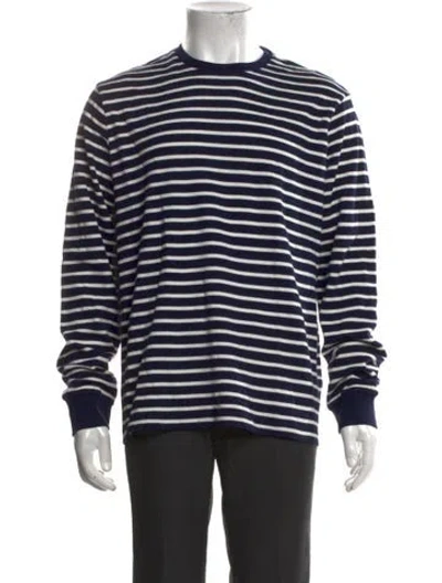 Pre-owned Frame Striped Crew Neck Sweatshirt In Blue