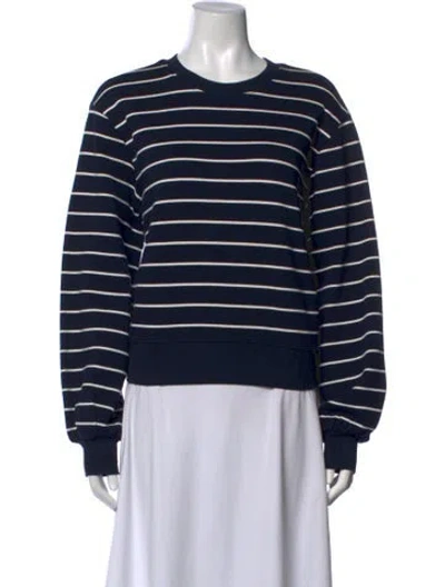 Pre-owned Frame Striped Crew Neck Sweatshirt In Blue