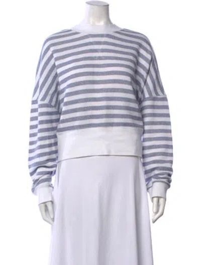 Pre-owned Frame Striped Crew Neck Sweatshirt In Blue/white