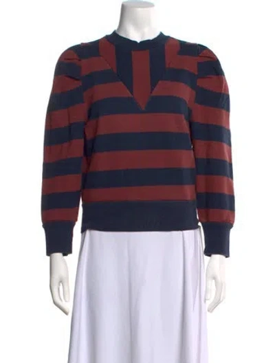 Pre-owned Frame Striped Crew Neck Sweatshirt In Burgundy